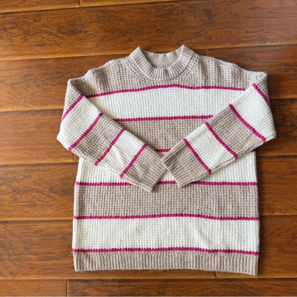 American Eagle Outfitters Textured Knit Sweater in Cream